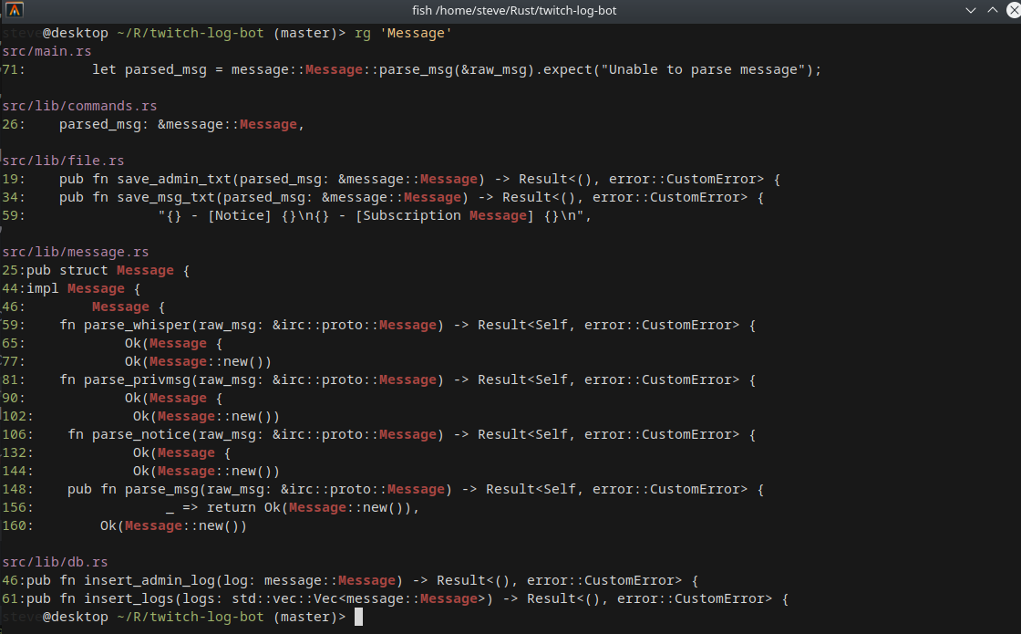 Code search with ripgrep